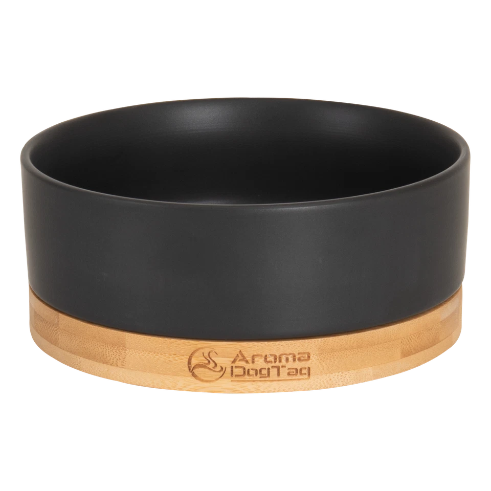 Hundenapf Fressnapf Keramik Holz Bambus schwarz Wassernapf Napf Amoa Anti-Rutsch - Bild 1 von 1