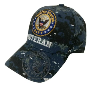 Digital Midnight BLUE CAMO CAMOUFLAGE U.S. NAVY VETERAN NAVAL USN VET CAP HAT - Picture 1 of 3