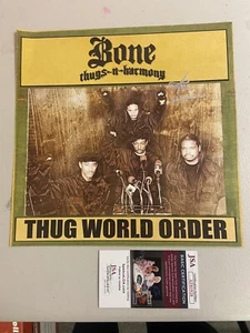 Bizzy Bone Signed Thug World Order 12x12 promo flat Bone Thugs N Harmony JSA - Picture 1 of 4