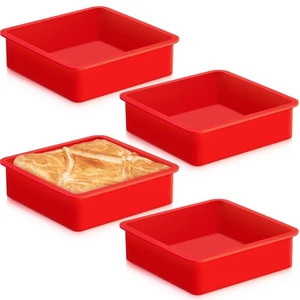 Set of 4 Silicone Square Cake Pan Silicone Brownie Pan Nonstick Baking Mold f... - Picture 1 of 5