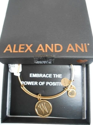 Alex Und Ani INITIAL W Erweiterbares Drahtarmband Rafaelian Gold NWTB&C - Bild 1 von 2