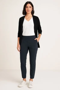 Athleta Womens Brooklyn Mid Rise Ankle Pant Black Slim Fit Side Pockets Size 8P - Picture 1 of 16