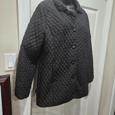 Jaqueta acolchoada Marvin Richards feminina grande preta forrada manga longa botão frontal - Imagem 1 de 4