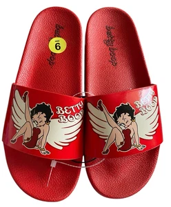 Betty Boop Women's Red Angel Wings Slide Sandals Size 9 NWT - Picture 1 of 3