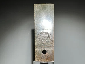 Raro "Shi Jia He" Cultura Antiguo Jade Tallado Dios Persona Diseño Hacha "Yue" L 14.1 cm - Imagen 1 de 24