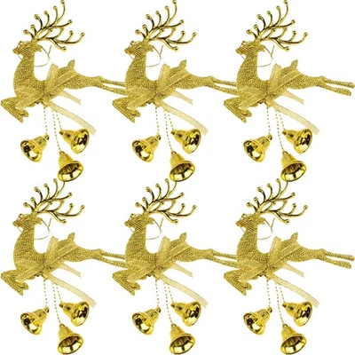  6pcs Weihnachten hängende Ornamente Weihnachtsbaum Rentier Glocken Anhänger - Bild 1 von 4
