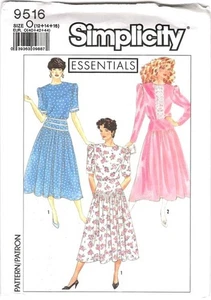 Pattern Simplicity Women's Sewing Misses Petite Dress Size 12-16 VINTAGE 80s NEW - Picture 1 of 2