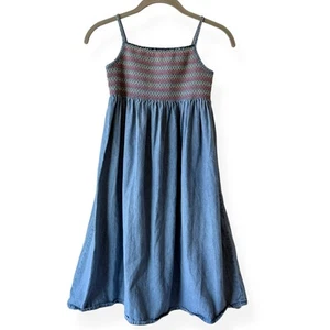 Hanna Andersson Smocked Light Washed Chambray Dress 130 - Picture 1 of 9