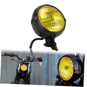 Vintage Round Motorcycle Headlight For Harley Cruiser Cafe Racer Bobber, Yellow - Foto 1 di 8