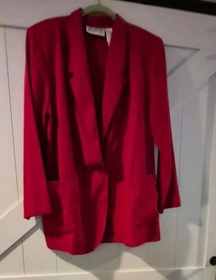 Falda y blazer vintage Liz Baker Essentials rojo - 2 piezas, talla 14, Hombro.Almohadillas Foto 1 de 4