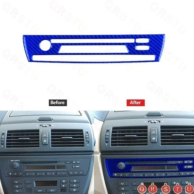 Cubierta de panel de control de CD de fibra de carbono azul pegatina tipo A para BMW X3 2004-10 Foto 1 de 4