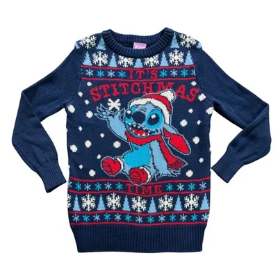 Suéter de Navidad Disney Stitch para niños XS (4-5) "Es hora de Stitchmas" vacaciones feas Foto 1 de 4