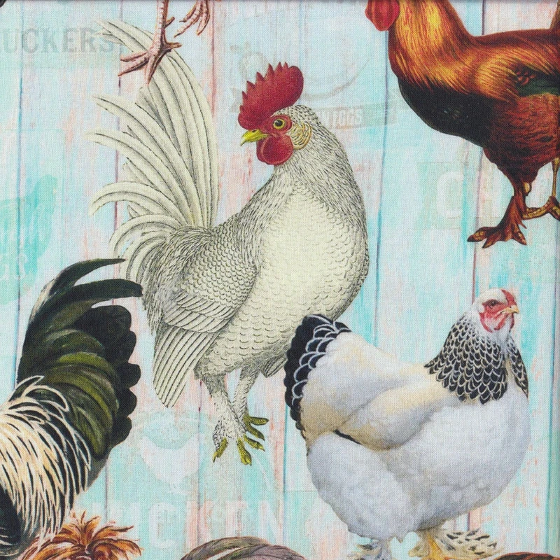 Large Chicken Hen Rooster Breeds Farm Animal Quilting Fabric 1/2 Metre - image 1 of 1