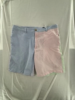 Pantalones Cortos Vineyard Vines Para Hombre 35 Azul Rosa Rayas Multicolor Pastel Seersucker Club Foto 1 de 4