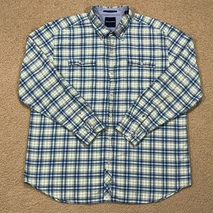 Tommy Bahama Mens Blue Plaid Long Sleeve Button Up Shirt Size 2XL - Picture 1 of 7