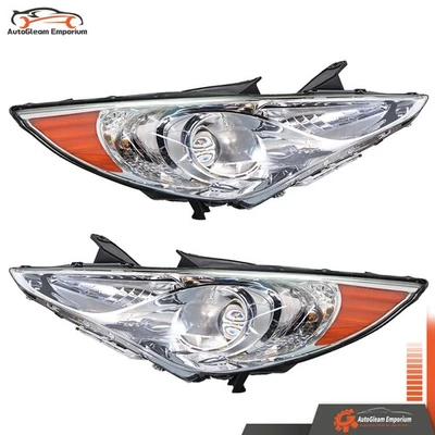 Pair Headlamp For Hyundai Sonata 2011-2014 Halogen Headlight ASSY Chrome Housing Foto 1 de 4