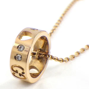 GUCCI Necklace Icon Amor GG Logo Heart 8 Diamonds 750(18K) Rose(Pink) Gold - Picture 1 of 8
