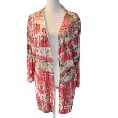 Cárdigan Chico's Mezcla Lino Algodón Talla 2 Grande Rosa Foto 1 de 4