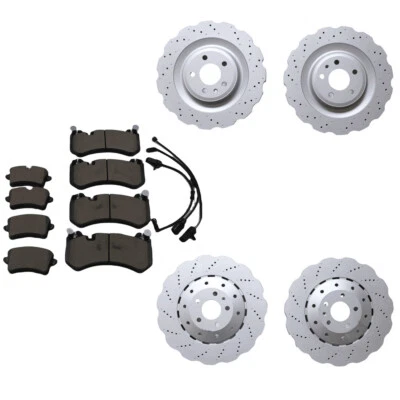 For AUDI RS7 Set of Front & Rear Vented Drilled Dimpled Disc Brake Rotors US - Image 1 of 4