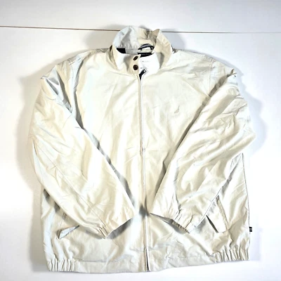 Nautica Mens Classic Cream Beige Windbreaker Jacket - Embroidered Logo - Size XL - Image 1 of 4