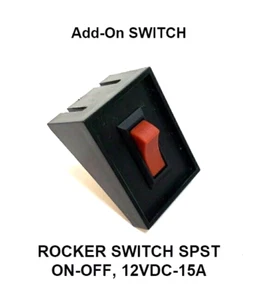 SPST ON-OFF, 12VDC-15A Rocker Switch - Red - Picture 1 of 6