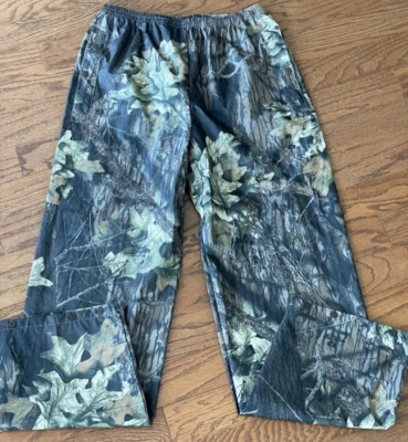 COLUMBIA Mossy Oak Break Up PVC Nylon Pull On Rain Brown Camo Pants Size M - Image 1 of 4