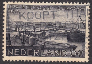 1934 Netherlands SC# 202 - Willemstad Harbor - Used -1 - Picture 1 of 2
