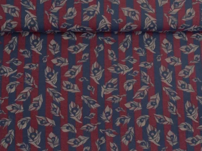 Jersey 100x150cm Federn Streifen  Baumwolljersey Stoffe nähen Kleiderstoffe Rot - Bild 1 von 3