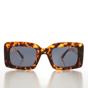 Tortoise Square Rectangular Block Sunglasses - Skylar - Picture 1 of 3