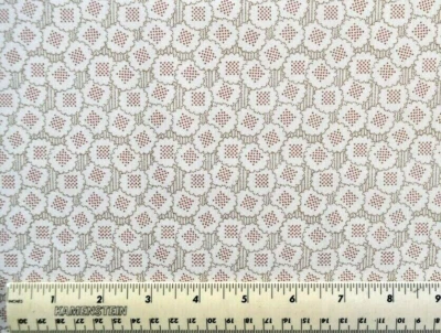 Andover Downtown Abbey Red pin dot squares circles  By the 1/4 yd cotton fabric - Image 1 of 3