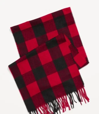 Antigua bufanda de franela a cuadros azul marino para hombre talla única rojo búfalo flecos a cuadros 13x67 Foto 1 de 4