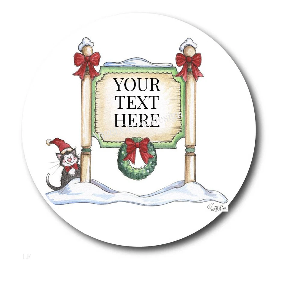 Selos adesivos personalizados personalizados para festa de Natal do Papai Noel gatinho - Imagem 1 de 1