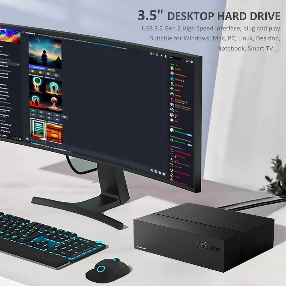 EXTERNAL HARD DISK DRIVES 1/4/10/12/16/18TB USB 3.0 PORTABLE DATA TRANSFER DRIVE - Image 1 of 1