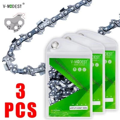 V-MODEST 3 PACK 14 inch Chainsaw Saw Chain Blade 3/8" LP .050" Gauge 52 Drive Links