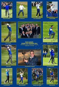 RYDER CUP SIGNIERT DRUCK FOTO POSTER TEAM EUROPA AUTOGRAMM MCILROY GOLF GESCHENK 2014 - Bild 1 von 1