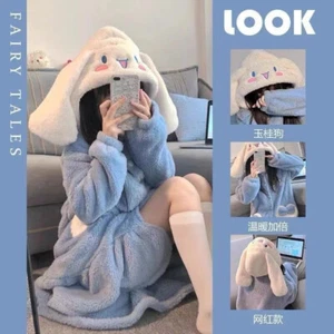 My Melody Cinnamoroll Cosplay Dress Girl Pajamas Bathrobe Hooded Flannel Pajamas - Picture 1 of 8