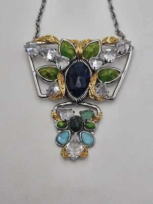 AS IS Alexis Bittar Elements 金色和银色人造绿松石水晶项链 — 第 1/4 张图片