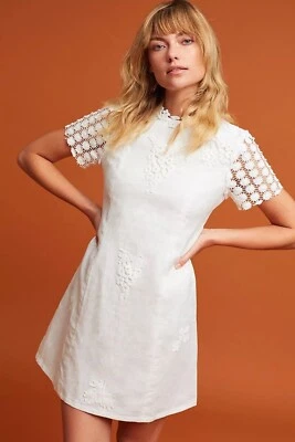 Vestido Anthropologie x Corey Lynn Calter Lorient de lino blanco talla 10 Foto 1 de 4