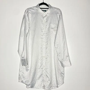 New Lauren Ralph Lauren Satin Striped Sleep Shirt Dress Women's Size Medium - Picture 1 of 8