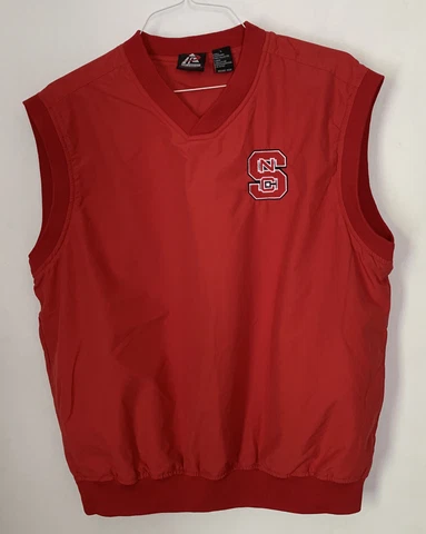 NC State Wolfpack NCSU Men’s Golf Pullover Vest Windbreaker With Pockets Size L Cover