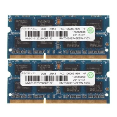 2X 2GB Ramaxel RAM 2RX8 DDR3-1333 MHz Memory PC3-10600 Intel, Lenovo laptop - Image 1 of 4
