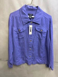 NWT For Joseph 100% Linen Casual Jacket Women’s Vintage Made In USA Purple 1X - Picture 1 of 4