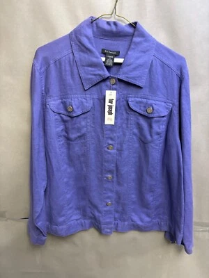 Chaqueta informal para mujer 100 % lino nueva con etiquetas para Joseph de colección hecha en EE. UU. púrpura 1X Foto 1 de 4