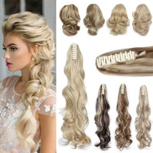 Mandíbula Cola de caballo 100% clip real en Como extensiones de cabello humano Pelicuo rizado recto - Imagen 1 de 43