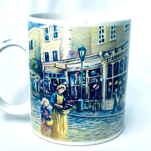 Vintage 2001 Starbucks Barista 18 Ounce Coffee Mug Village Scene - Picture 1 of 8