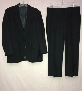 NAVY BLUE STRIPED 2 PIECE SUIT SIZE 40 JACKET PANTS 34 WAIST - Picture 1 of 6