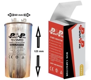 70+5 70/5 MFD uF 370V 440V VAC Motor Dual Run Capacitor CBB65-R 60x125mm - Picture 1 of 3