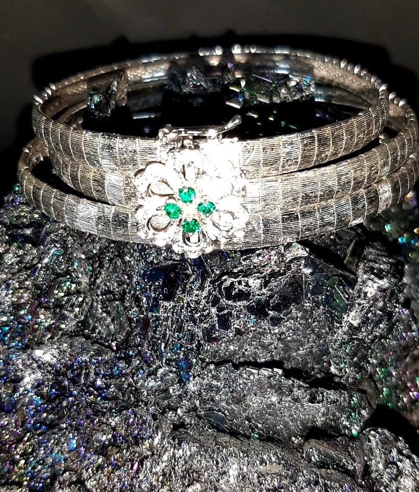  bracciale - argento -  con cristalli anni 50 - Immagine 1 di 4