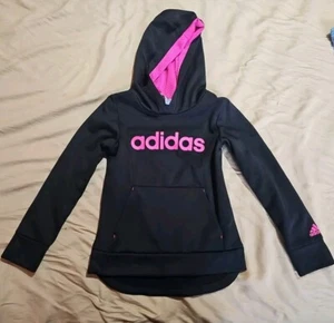 Girls Black Pink Adidas Hoodie Sweatshirt Size 5 - Picture 1 of 4