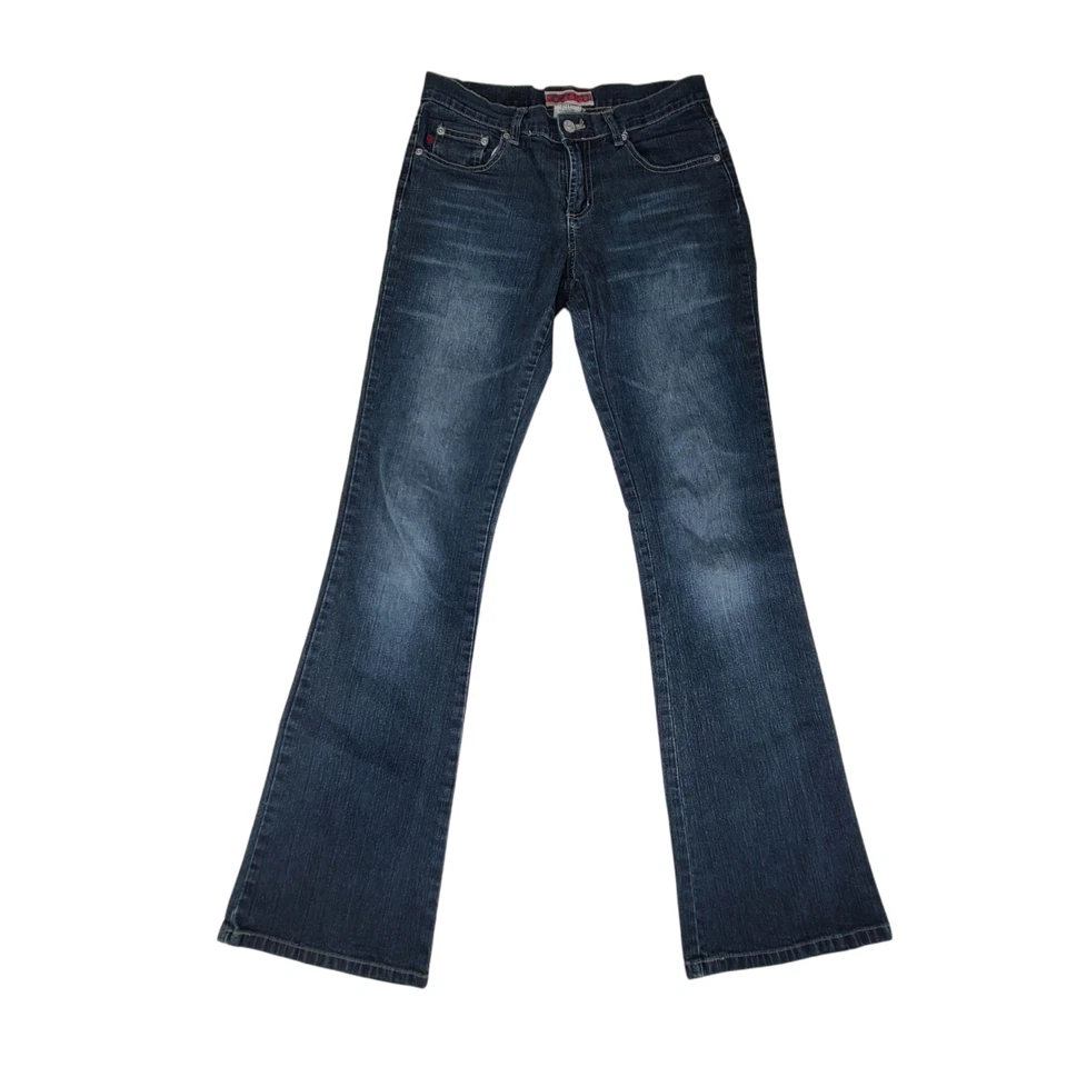 Z Cavaricci Jeans Womens 5 27x31 Bootcut Dark Blue Wash Aged Denim Flare Stretch - Image 1 of 4